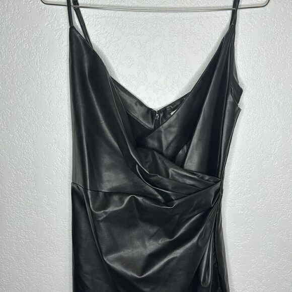 NWT L’Academie Colleen Faux Leather Midi Dress in Black Revolve Small - Picture 4 of 16